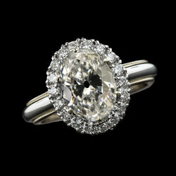 Halo Oval alter Bergmann & Runder Echt Aus der Erde Abgebauter Natürlicher Diamantring 7,25 Karat Vintage Style