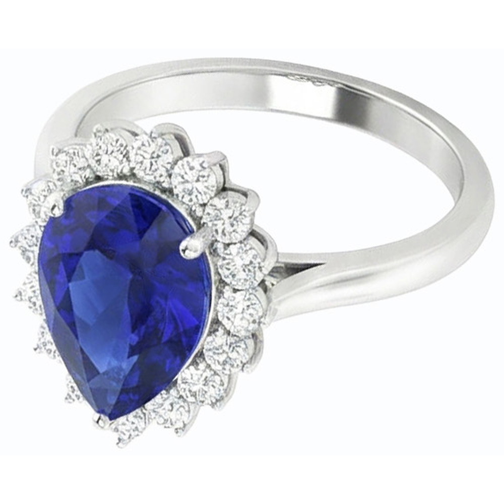 echter pear diamant 3.50Karat ring Draufsicht