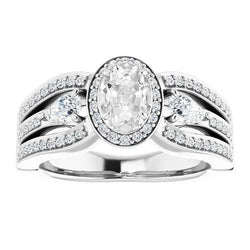 Halo Pear & Oval alter Bergmann Echt Diamant Ring Triple Split Shank 6.75 Karat