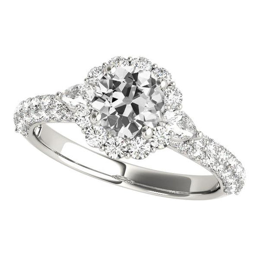 Halo Pear & Runden alter Bergmann Echt Diamantring mit Akzenten 5.50 Karat