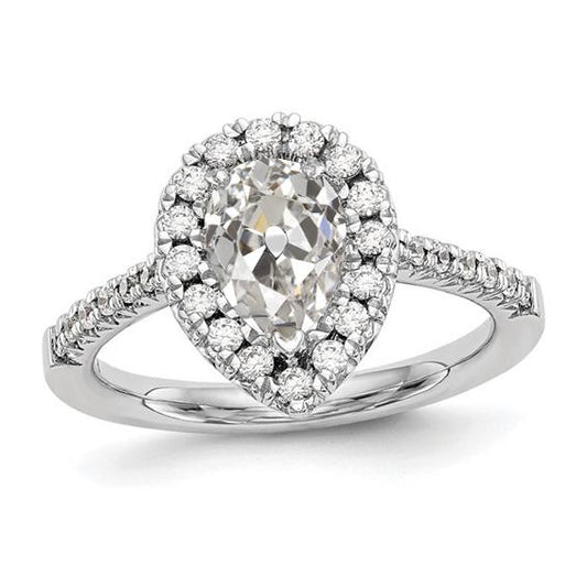 Halo Pear alter Bergmann Natürliche Diamantring 3.70 Karat Gold 14K