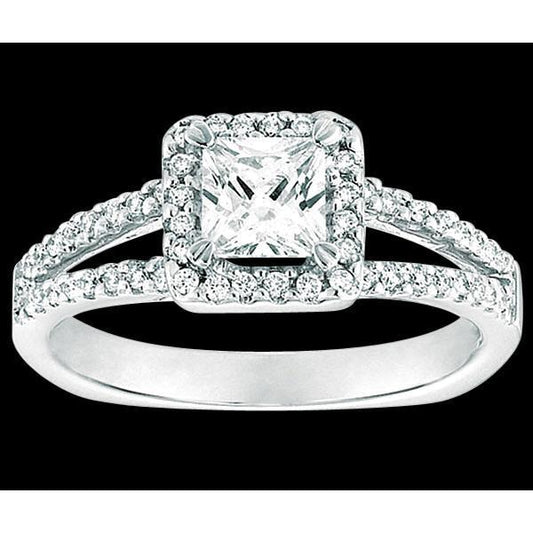 Halo Princess Echt Diamantring mit Akzenten 2.25 ct. Weißgold 14K