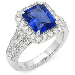 Halo Radiant Ceylon Saphir Natürlicher Diamant ( nicht im Labor gezüchtet ) Ring Schmuck 3,50 Karat