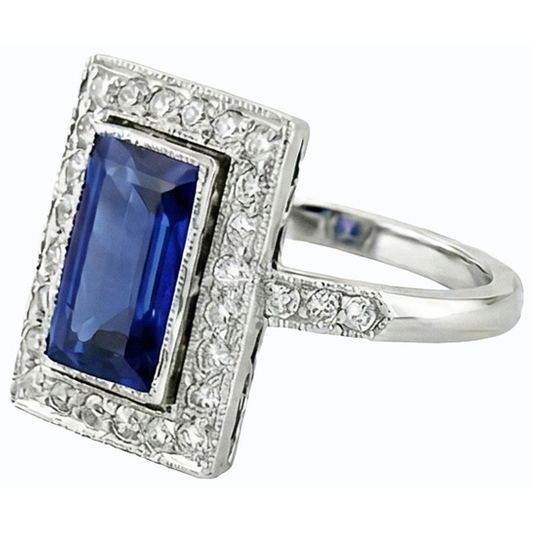 Halo Radiant Ceylon Saphir Ring Antik-Stil & Natürlicher Diamant ( nicht im Labor gezüchtet )en 4 Karat