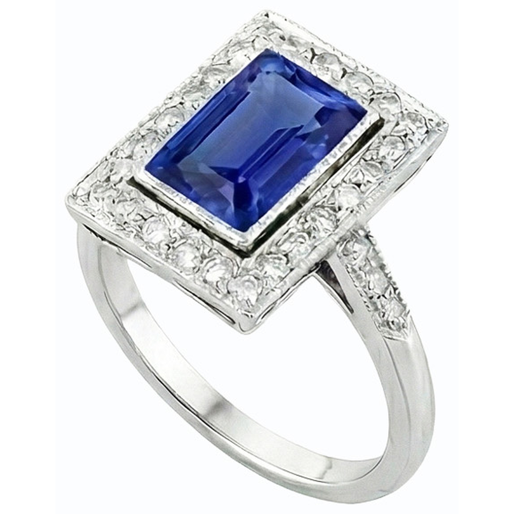 Halo Radiant Ceylon Saphir Ring Antik-Stil & Natürlicher Diamant ( nicht im Labor gezüchtet )en 4 Karat