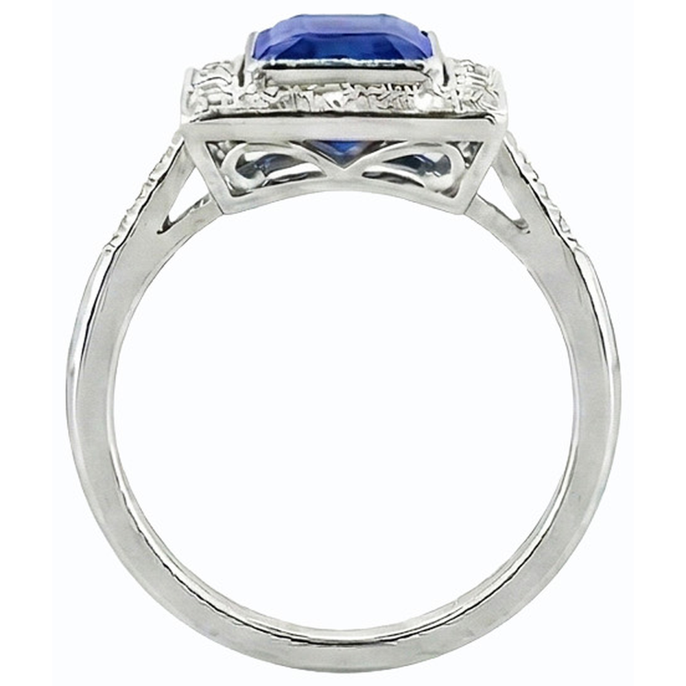 Halo Radiant Ceylon Saphir Ring Antik-Stil & Natürlicher Diamant ( nicht im Labor gezüchtet )en 4 Karat
