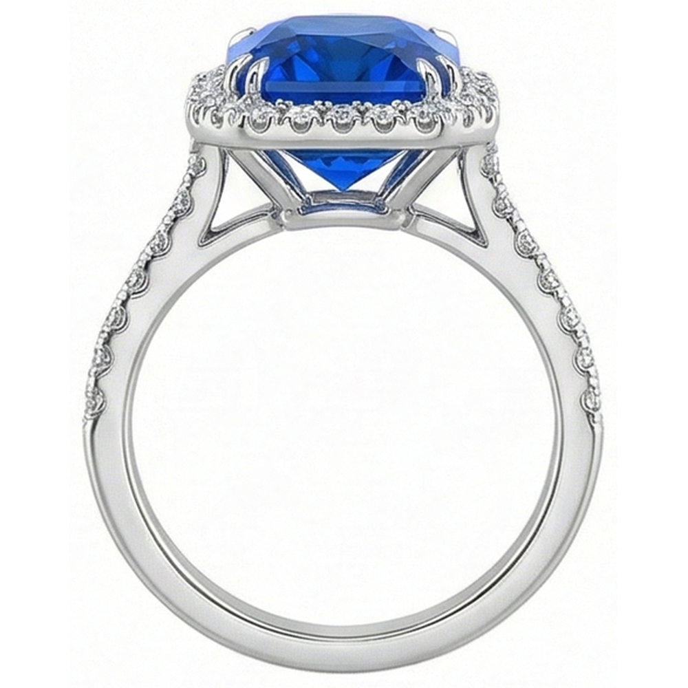 Halo Radiant Saphir Ring Doppelstift Natürlicher Diamant ( nicht im Labor gezüchtet )en 5,50 Karat