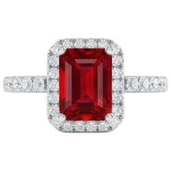 Halo Red Rubin mit Aus der Erde Abgebauter Natürlicher Diamanten 4,45 Karat Ring Weißgold 14K Neu