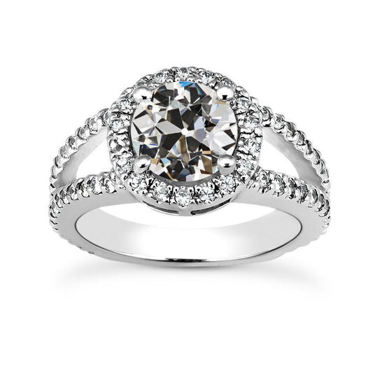 Halo Ring Alter Minenschliff Echt Diamant 14K Gold Split Shank 4.75 Karat