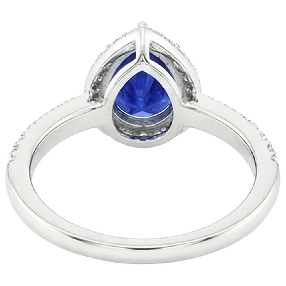 Halo Ring Birne Ceylon Saphir & Pave Set Natürlicher Diamant ( nicht im Labor gezüchtet )en 4,50 Karat