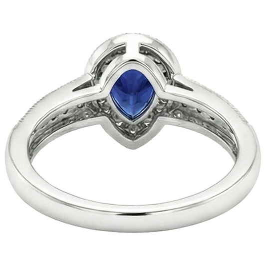 Halo Ring Doppelschaft Birne Blauer Saphir & Natürlicher Diamant ( nicht im Labor gezüchtet )en 2 Karat