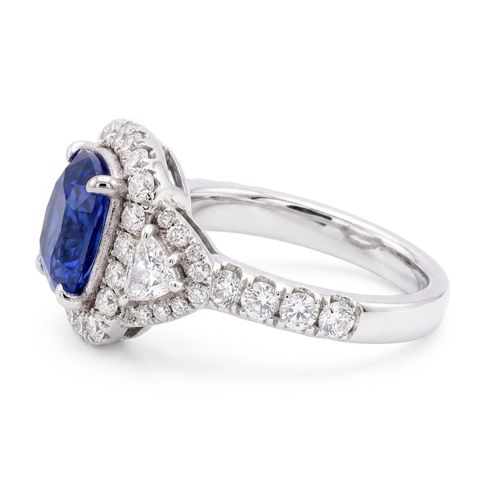 Halo Ring Halbmond & Runder Natürlicher Diamant ( nicht im Labor gezüchtet ) Saphir Edelstein Schmuck 4 Karat