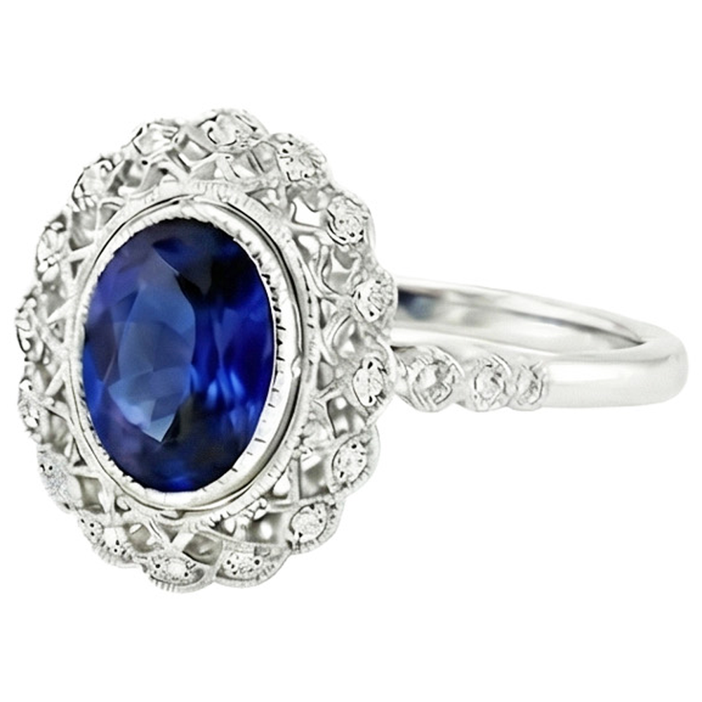 echter oval diamant 4Karat ring Profilansicht