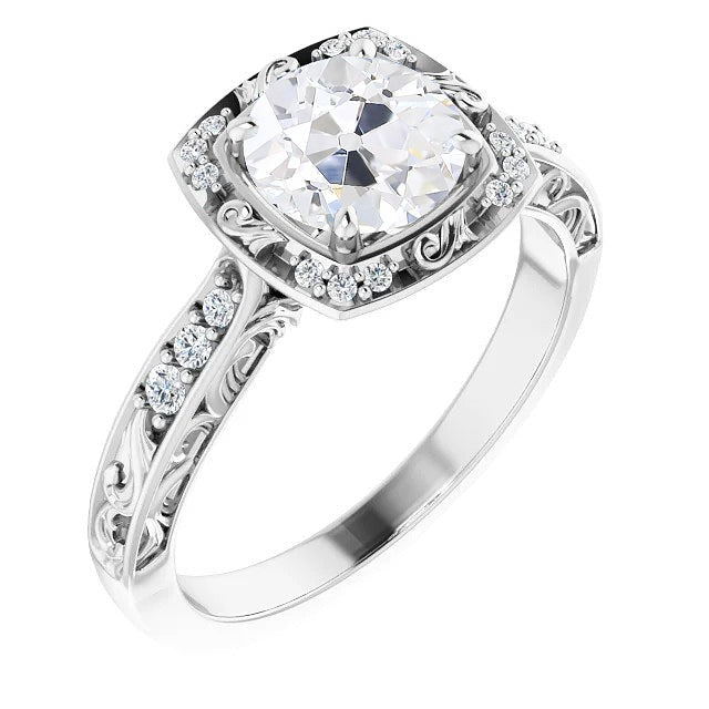 Halo-Ring Old Mine Cut Echt Diamant-Zinken-Set Antik-Stil 3.25 Karat