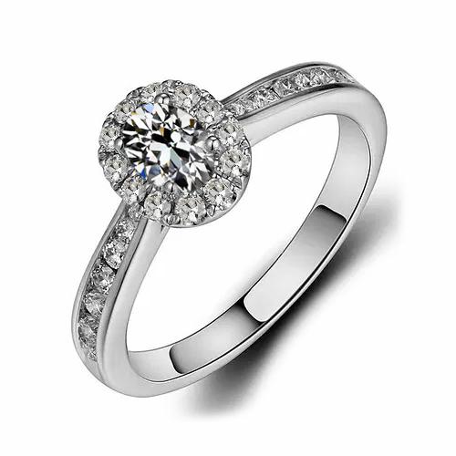 Halo Ring Oval Alter Minenschliff Echt Diamant Damen Goldschmuck 3 Karat