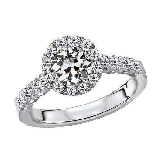 Halo Ring Rund Alter Bergmann Echt Diamant 6 Karat Damenschmuck