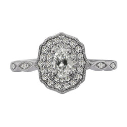Halo Ring Rund & Oval Old Mine Cut Echt Diamant Flower Style 4 Karat