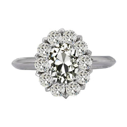 Halo Ring Rund & Oval alter Bergmann Echt Diamant Flower Style 9 Karat Gold