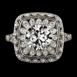 Halo Ring Rund alter Bergmann Echt Diamant Flower Style Damenschmuck 5 Karat