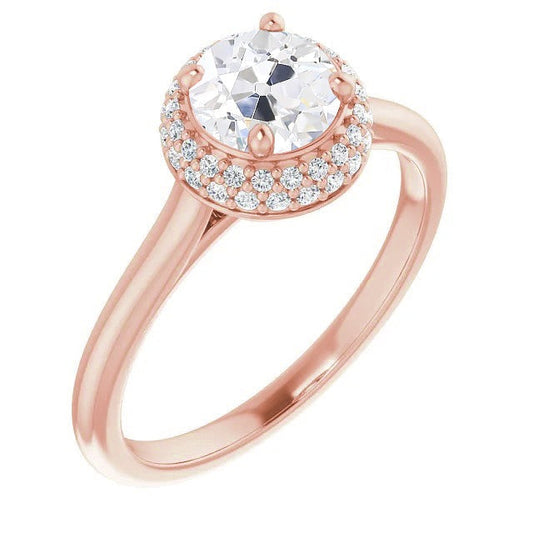 Halo Ring Rund alter Bergmann Echt Diamant Roségold Damen Schmuck 4.50 Karat