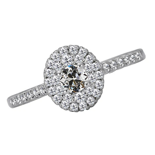 Halo Ring Rund alter Bergmann Echt Diamant Weißgold Schmuck 4 Karat