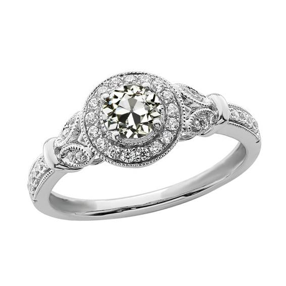 Halo Ring Rund alter Bergmann Echt Diamantring Milgrain Schaft 2.50 Karat