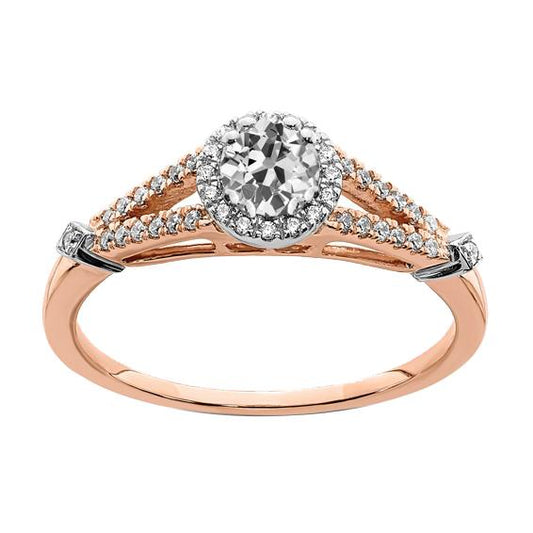 Halo Ring Verlobungsring Old Mine Cut Echt Diamant Split Shank Two Tone 3 Karat