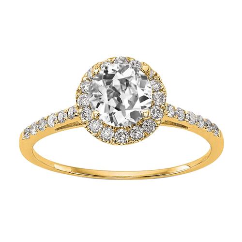 Halo-Ring aus Gelbgold mit Akzenten Altschliff-Echt Diamant 3.25 Karat