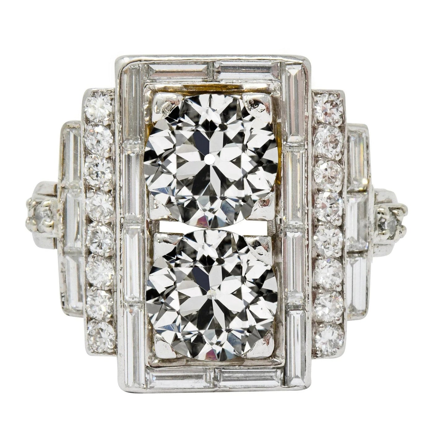 Halo-Ring für Damen Baguette & runder Echt Diamant im alten Minenschliff 7.50 Karat