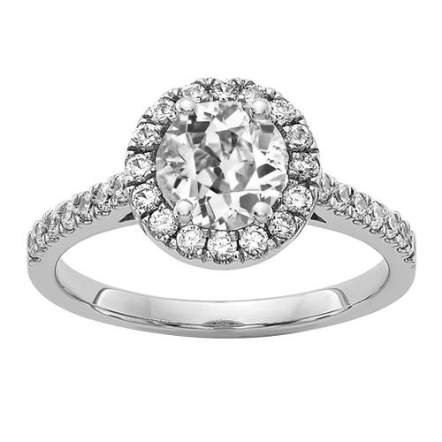 Halo-Ring für Damen aus Gold mit altem Bergmann-Echt Diamant, 4 Karat Schmuck