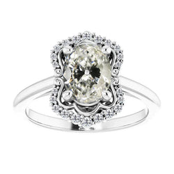 Halo-Ring für Damen rund & oval im alten Minenschliff Echt Diamant 6 Karat