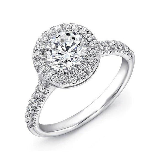 Halo-Ring mit 3 Kt Echt Aus der Erde Abgebauter Natürlicher Diamanten im Rundschliff Weißgold