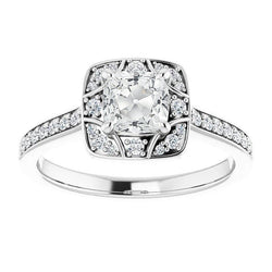 Halo Ring mit Akzenten Kissen Altschliff Echt Diamant Krappen Set 5.50 Karat