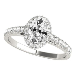 Halo Ring mit Akzenten Oval alter Bergmann Echt Diamant 5 Karat Schmuck