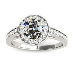 Halo-Ring mit Akzenten runder alter Bergmanns Echt diamant 4 Karat Cathedral Set