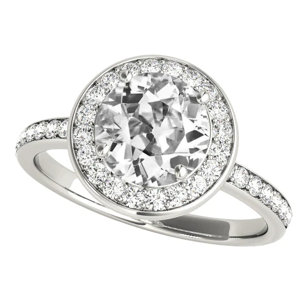 Halo-Ring mit Akzenten runder alter Minenschliff-Echt Diamant-Goldschmuck 4.75 Karat