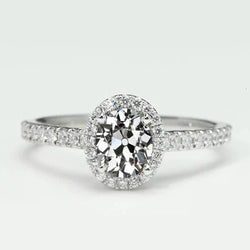 Halo-Ring mit Akzenten runder & ovaler Echt Diamant im alten Minenschliff 3.50 Karat