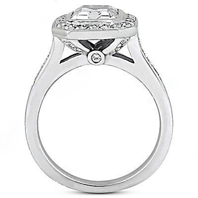 Halo-Ring mit Echt Diamanten im Smaragdschliff 2.25 Karat