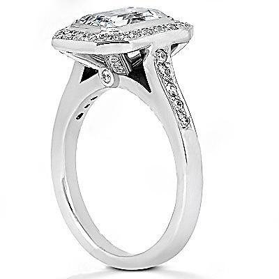 Halo-Ring mit Echt Diamanten im Smaragdschliff 2.25 Karat