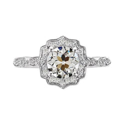 Halo Ring rund alter Bergmann Natürlich Aus der Erde Abgebauter Natürlicher Diamant Vintage Style Krappen Set 4 Karat