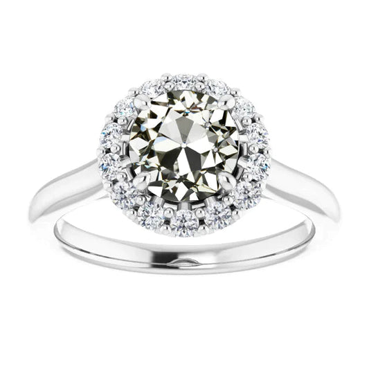 Halo Ring runder Altschliff Echt Diamant 14K Weißgold 5 Karat Schmuck