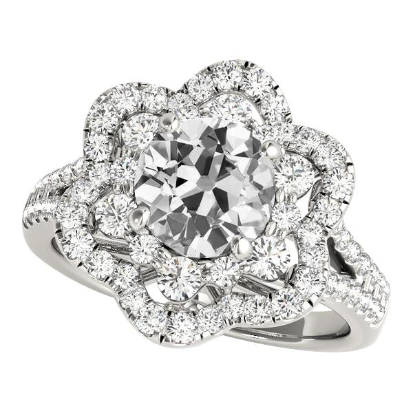 Halo Ring runder Altschliff Echt Diamant Split Shank Pave Set 6.50 Karat