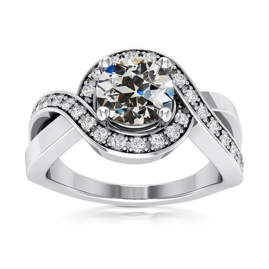 Halo Ring runder alter Bergmann Natürliche Diamant Twisted Shank 4.25 Karat Zinken-Set