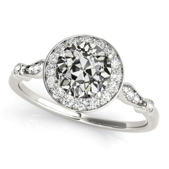 Halo Ring runder alter Minenschliff Echt Diamant Damenschmuck 4 Karat