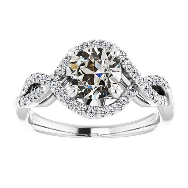 Halo Ring runder alter Minenschliff Echt Diamant Pave Infinity Style 5 Karat