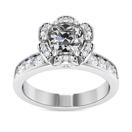 Halo Ringkissen Altschliff Echt Diamantring Blumenkanal Set 5 Karat
