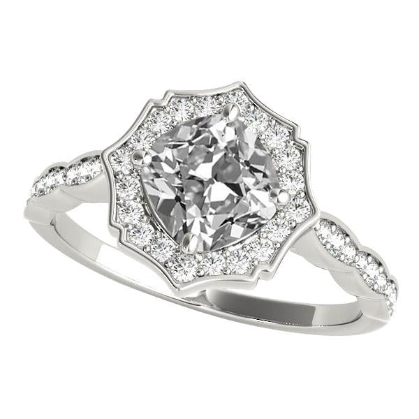 Halo Ringkissen Old Cut Echt Diamant Star Style Goldschmuck 7.50 Karat