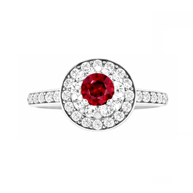 Halo Rubin & Aus der Erde Abgebauter Natürlicher Diamant Ring 1,80 Karat Weißgold 14K