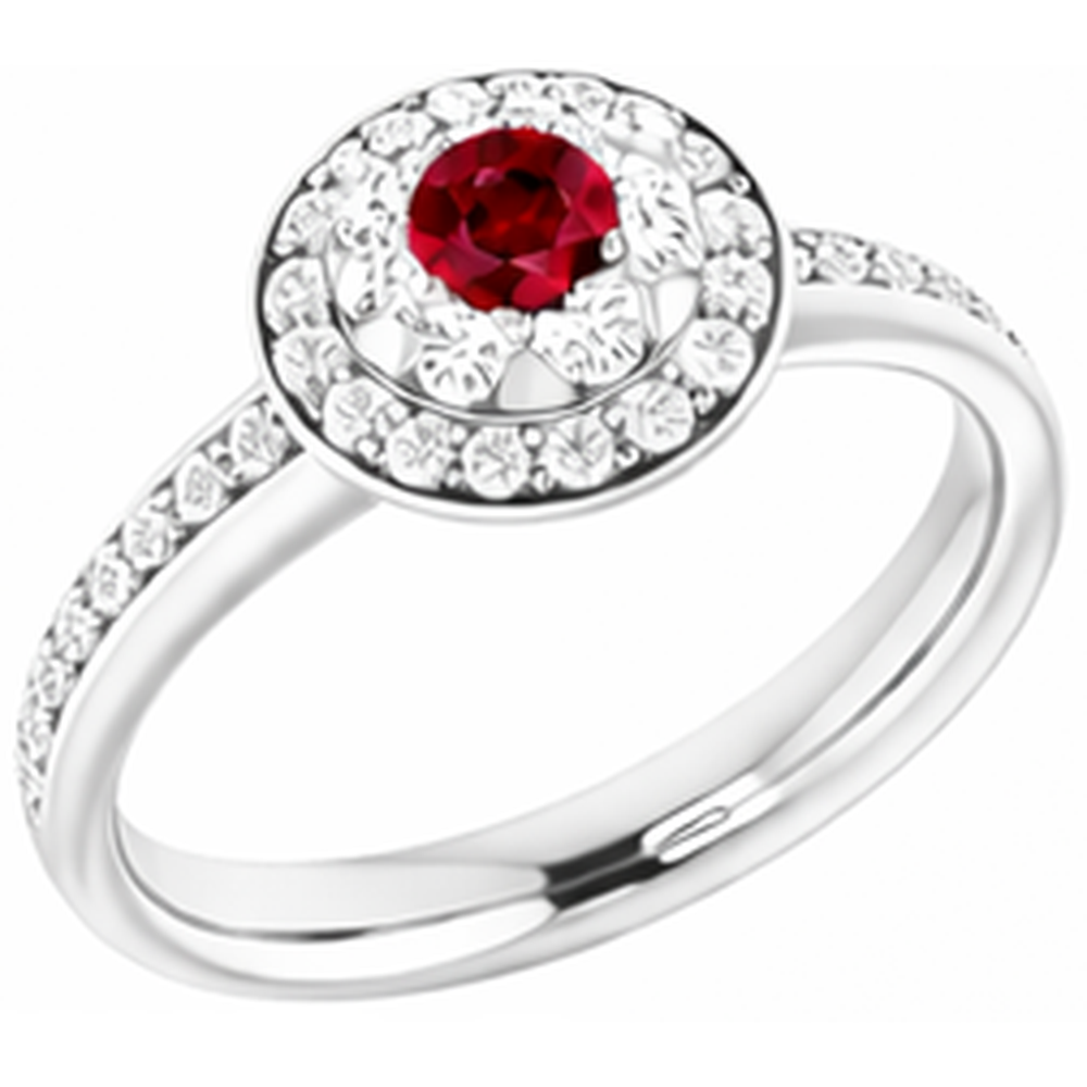 Halo Rubin & Aus der Erde Abgebauter Natürlicher Diamant Ring 1,80 Karat Weißgold 14K