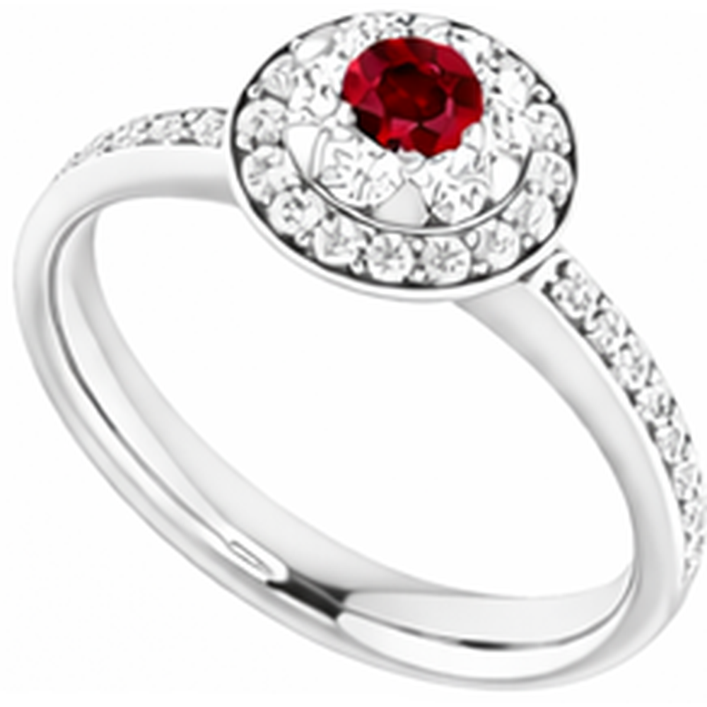 Halo Rubin & Aus der Erde Abgebauter Natürlicher Diamant Ring 1,80 Karat Weißgold 14K
